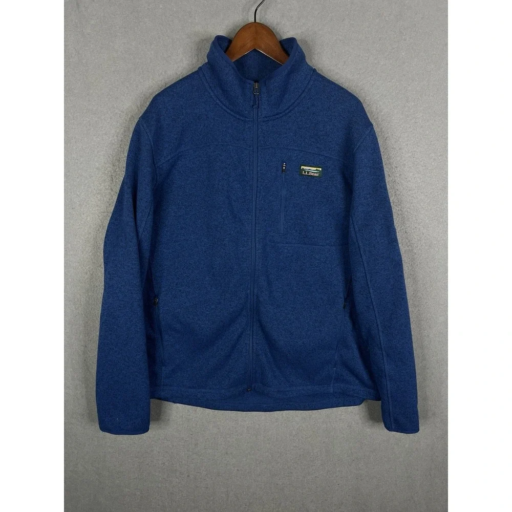 LL Bean Sweater Mens XXL Blue Navy Fleece Jacket Full Zip Regular Fit 504938
